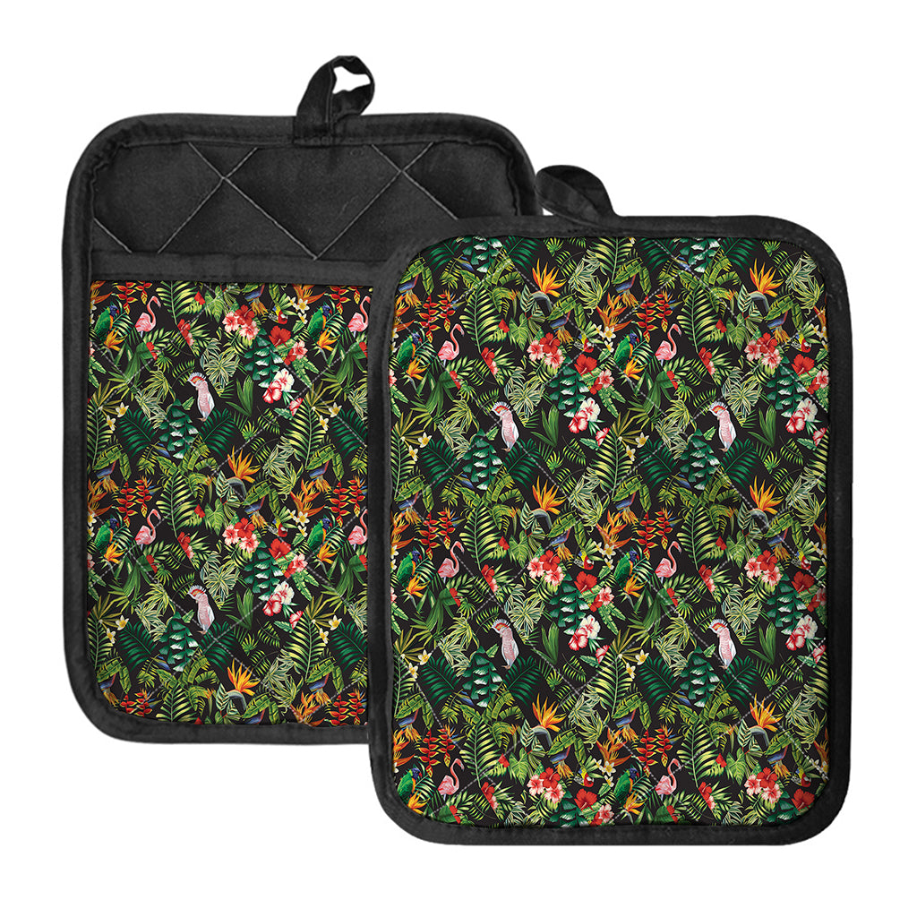 Tropical Patchwork Pattern Print Pot Holders With Pocket