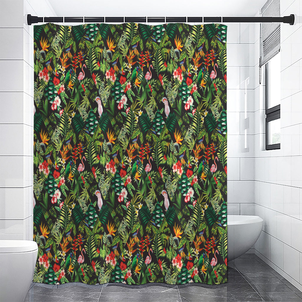 Tropical Patchwork Pattern Print Premium Shower Curtain