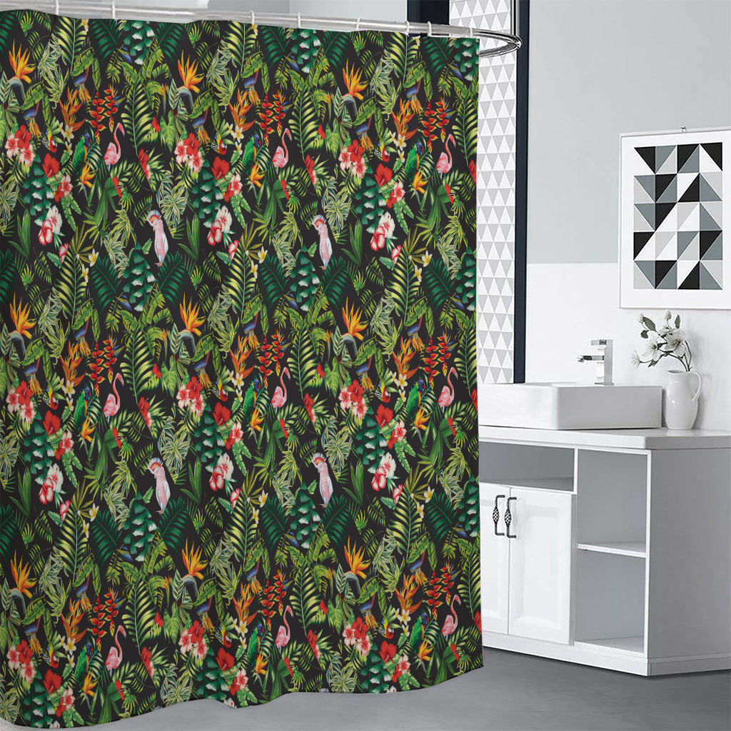 Tropical Patchwork Pattern Print Premium Shower Curtain