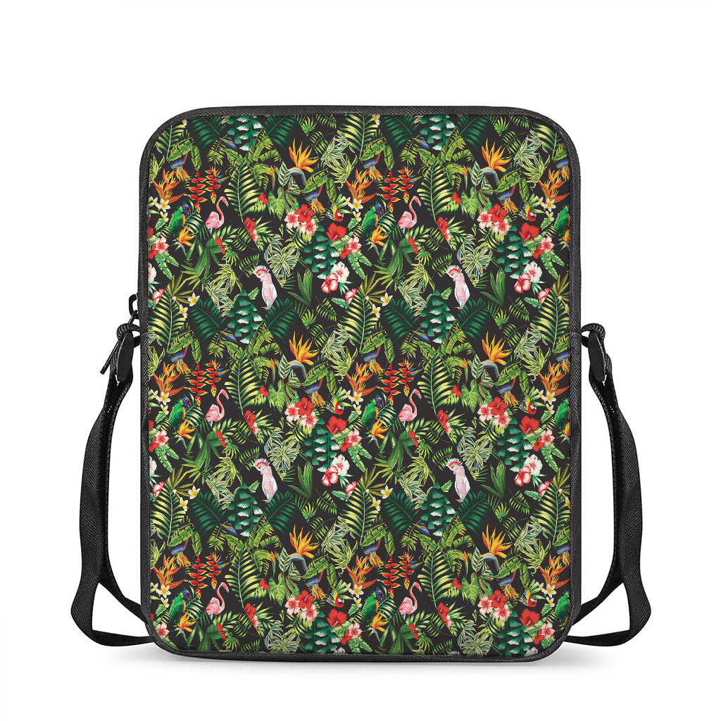 Tropical Patchwork Pattern Print Rectangular Crossbody Bag