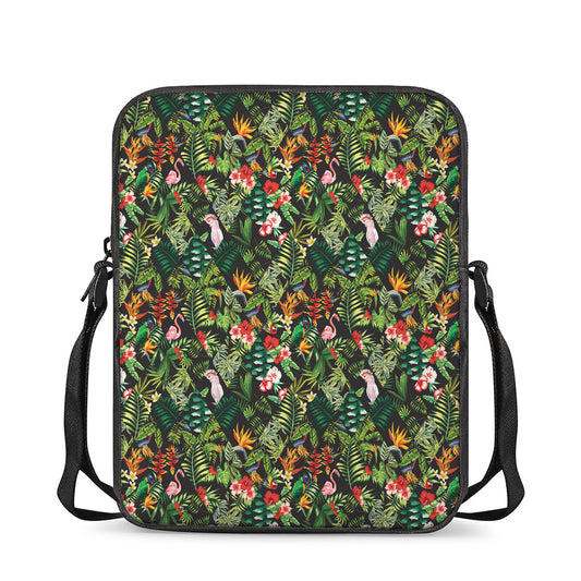 Tropical Patchwork Pattern Print Rectangular Crossbody Bag