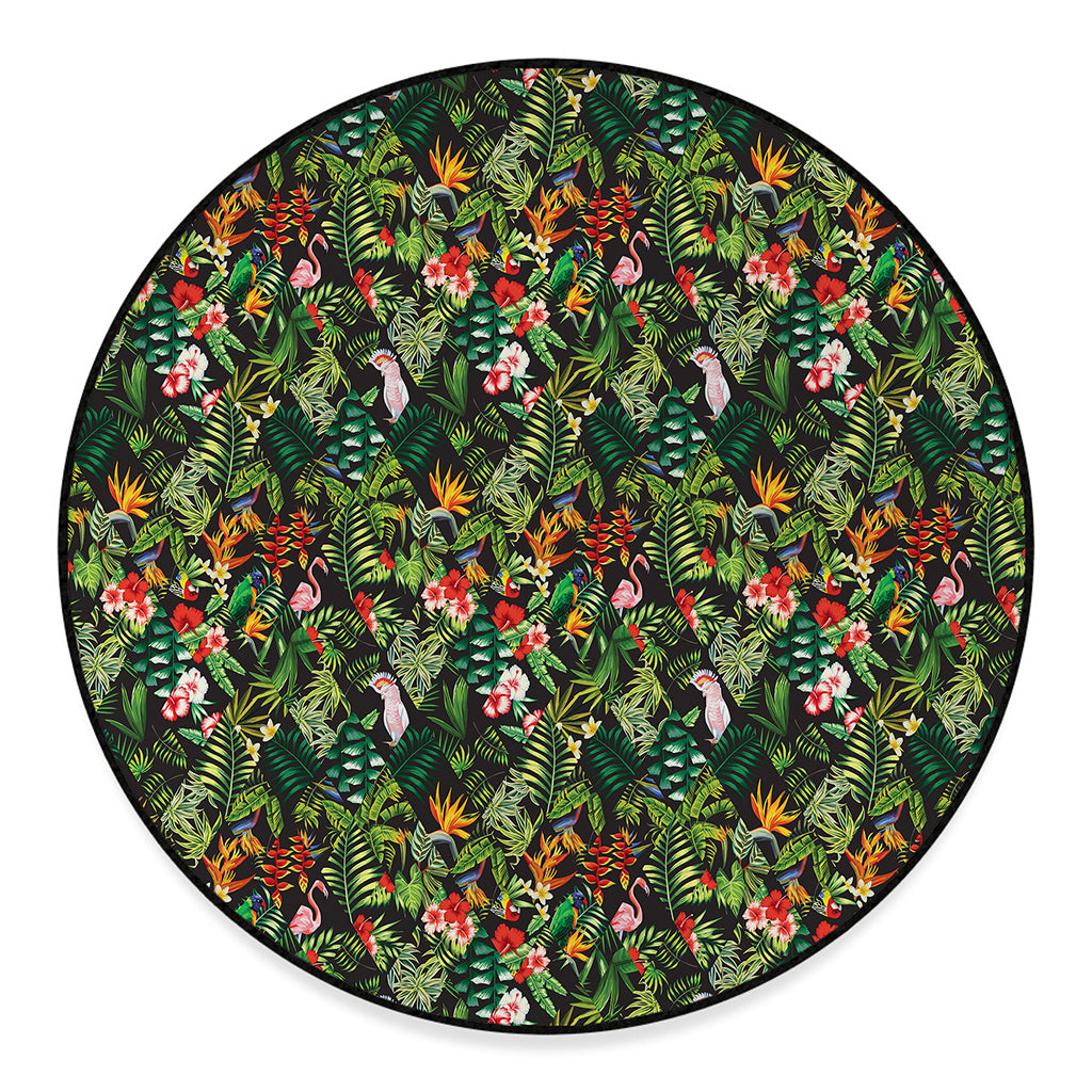 Tropical Patchwork Pattern Print Round Floor Mat