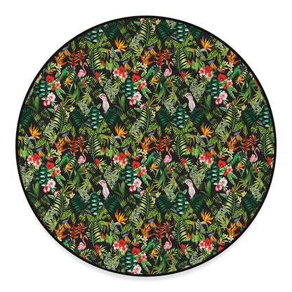 Tropical Patchwork Pattern Print Round Floor Mat