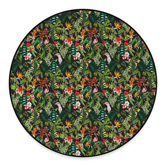 Tropical Patchwork Pattern Print Round Floor Mat