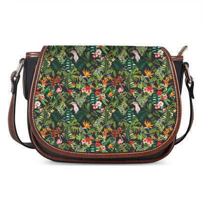 Tropical Patchwork Pattern Print Saddle Bag