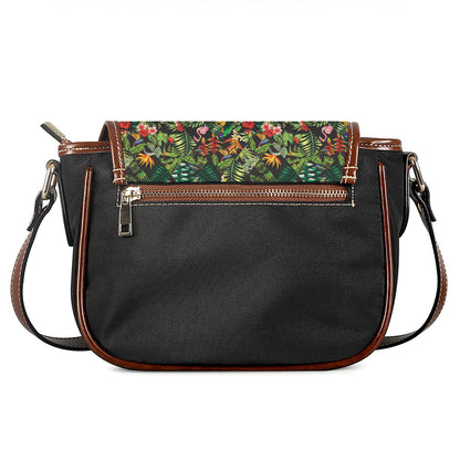 Tropical Patchwork Pattern Print Saddle Bag
