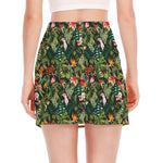 Tropical Patchwork Pattern Print Side Slit Mini Skirt