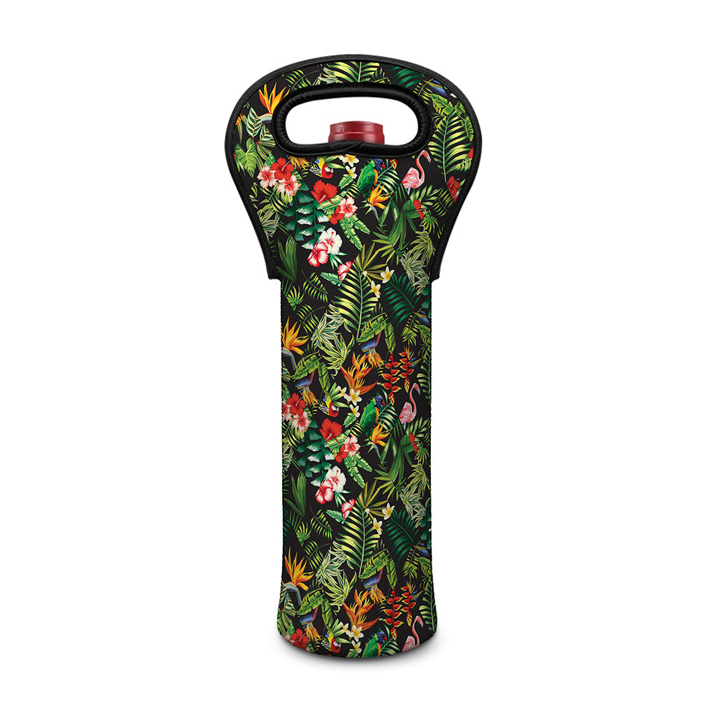 Tropical Patchwork Pattern Print Single Neoprene Wine Tote