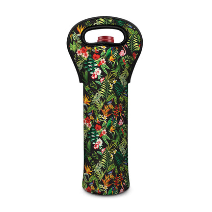Tropical Patchwork Pattern Print Single Neoprene Wine Tote