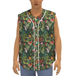 Tropical Patchwork Pattern Print Sleeveless Baseball Jersey