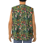Tropical Patchwork Pattern Print Sleeveless Baseball Jersey
