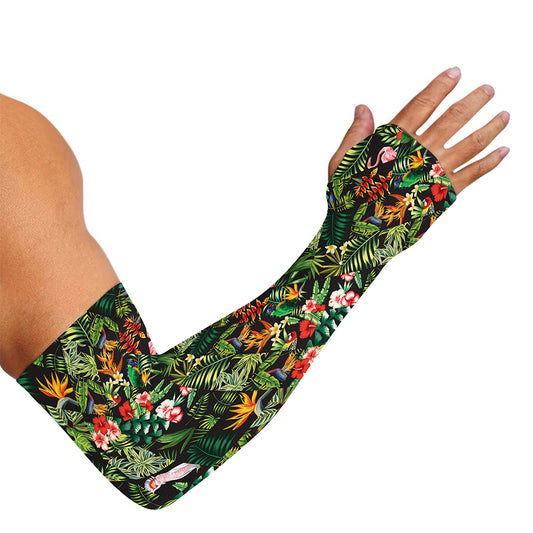 Tropical Patchwork Pattern Print Sun Protection Arm Sleeves