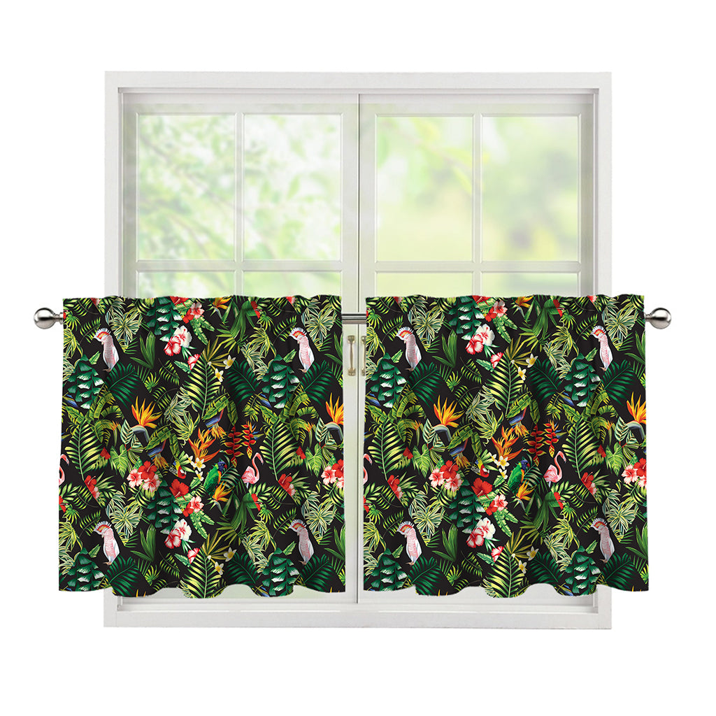 Tropical Patchwork Pattern Print Tier Curtains