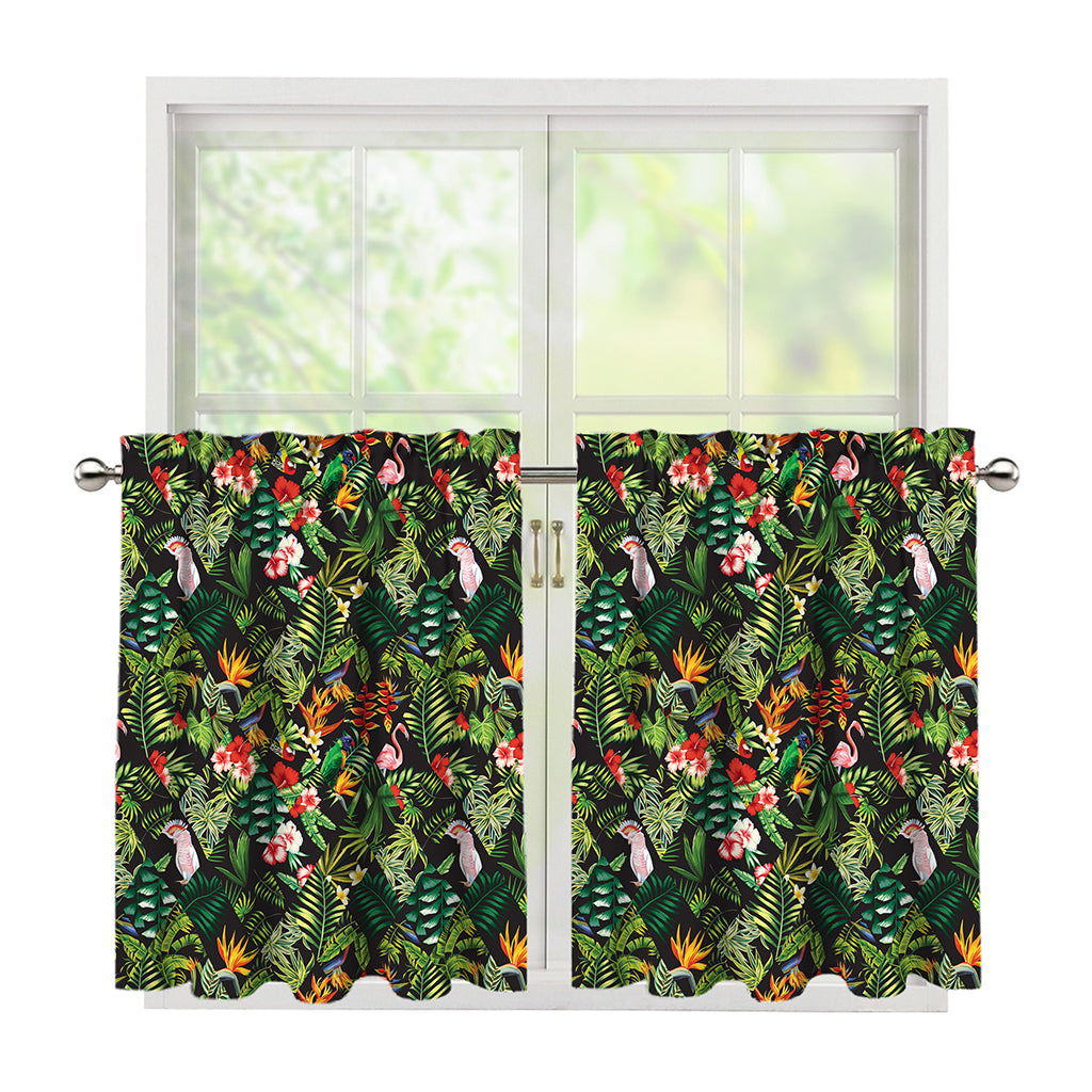 Tropical Patchwork Pattern Print Tier Curtains