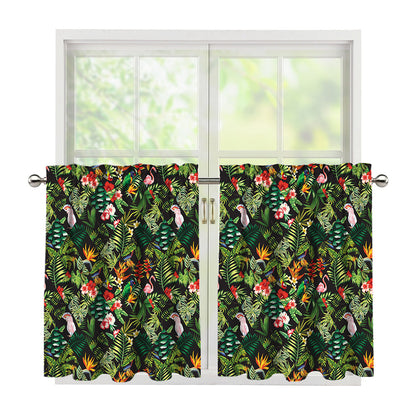 Tropical Patchwork Pattern Print Tier Curtains