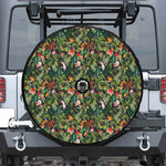 Tropical Patchwork Pattern Print Tire Cover With Camera Hole