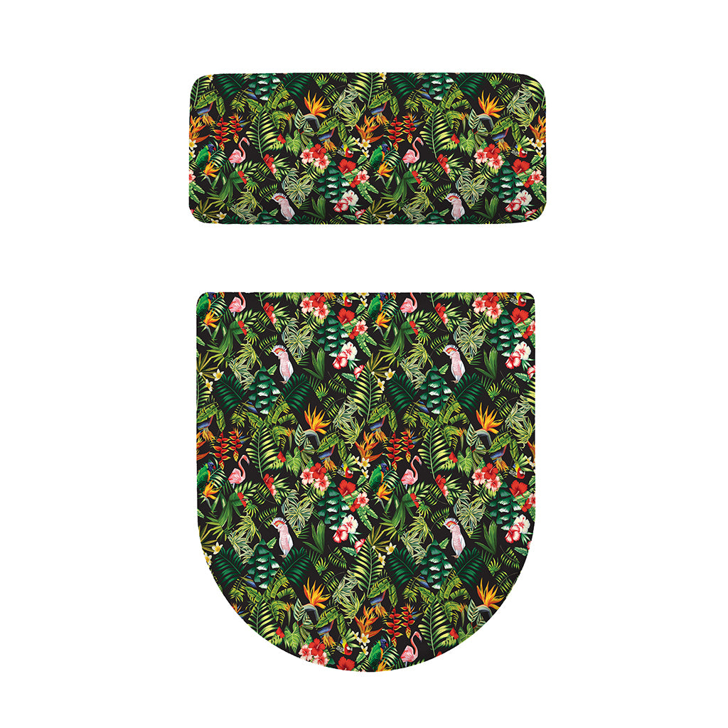 Tropical Patchwork Pattern Print Toilet Lid And Tank Cover Set