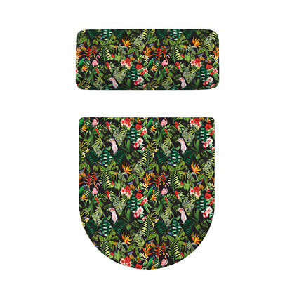Tropical Patchwork Pattern Print Toilet Lid And Tank Cover Set