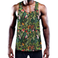 Tropical Patchwork Pattern Print Men's Workout Tank Top