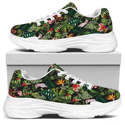 Tropical Patchwork Pattern Print White Chunky Shoes