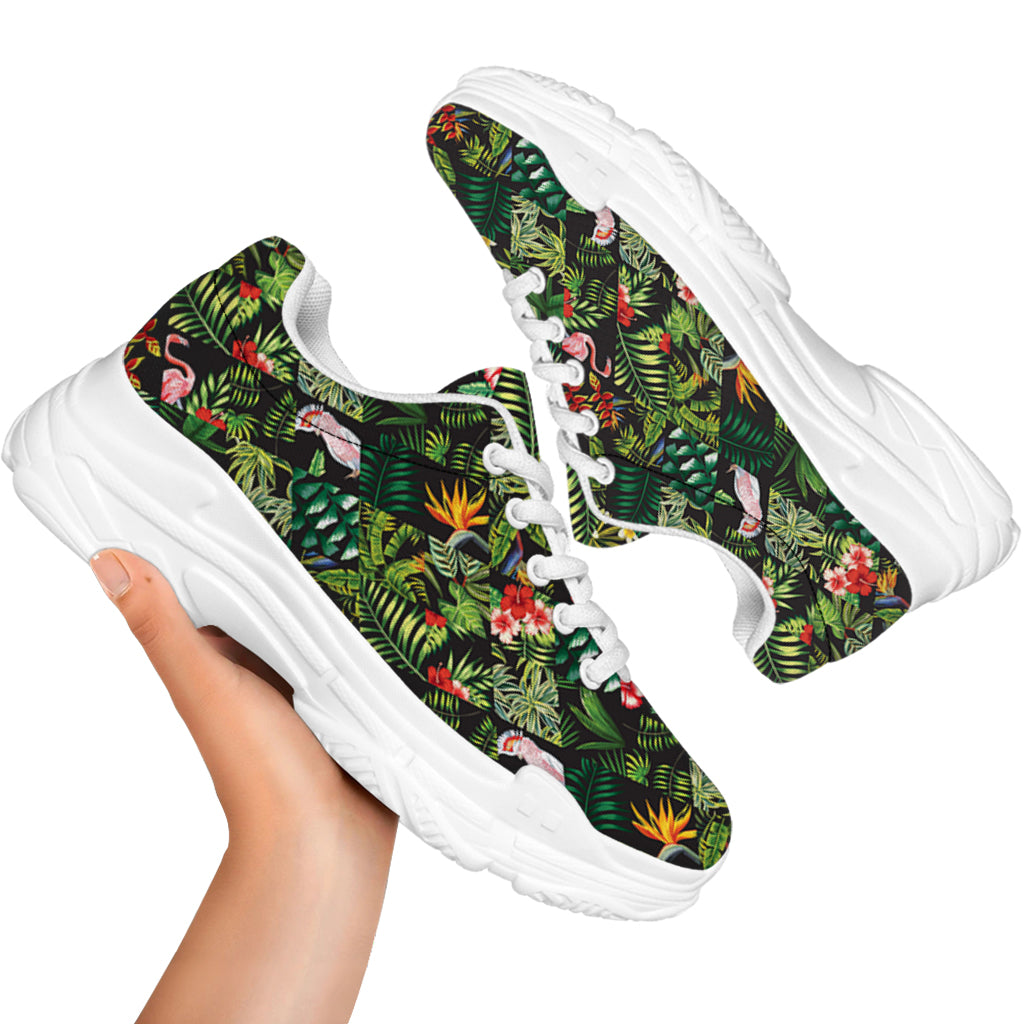 Tropical Patchwork Pattern Print White Chunky Shoes