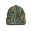 Tropical Patchwork Pattern Print White Mesh Trucker Hat