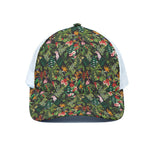 Tropical Patchwork Pattern Print White Mesh Trucker Cap