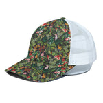 Tropical Patchwork Pattern Print White Mesh Trucker Cap