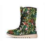 Tropical Patchwork Pattern Print Winter Boots