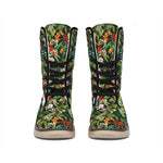 Tropical Patchwork Pattern Print Winter Boots