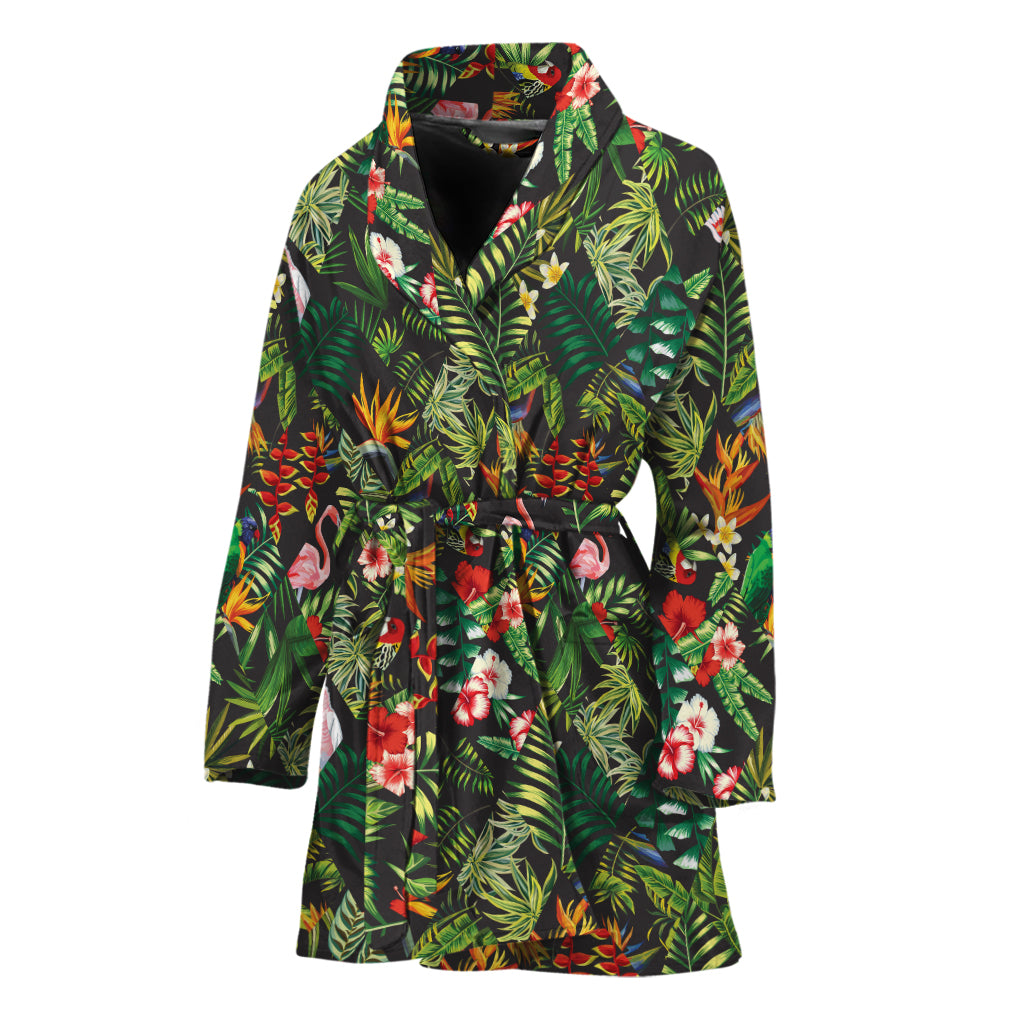 Tropical Patchwork Pattern Print Women's Bathrobe