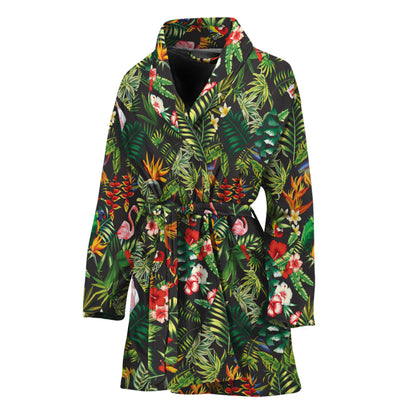 Tropical Patchwork Pattern Print Women's Bathrobe
