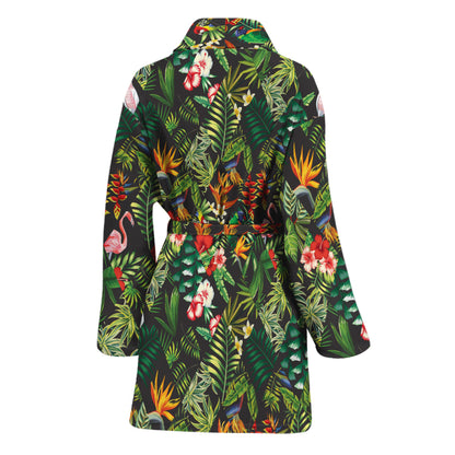 Tropical Patchwork Pattern Print Women's Bathrobe