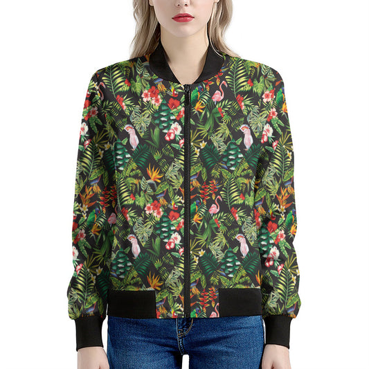Tropical Patchwork Pattern Print Women's Bomber Jacket