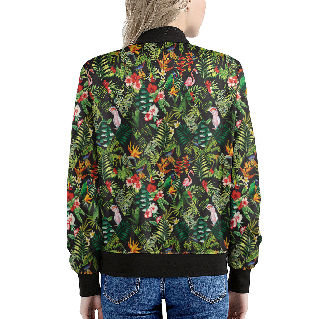Tropical Patchwork Pattern Print Women's Bomber Jacket