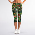 Tropical Patchwork Pattern Print Women's Capri Leggings