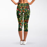 Tropical Patchwork Pattern Print Women's Capri Leggings