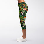 Tropical Patchwork Pattern Print Women's Capri Leggings