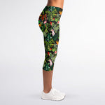 Tropical Patchwork Pattern Print Women's Capri Leggings