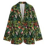 Tropical Patchwork Pattern Print Women's Cotton Blazer