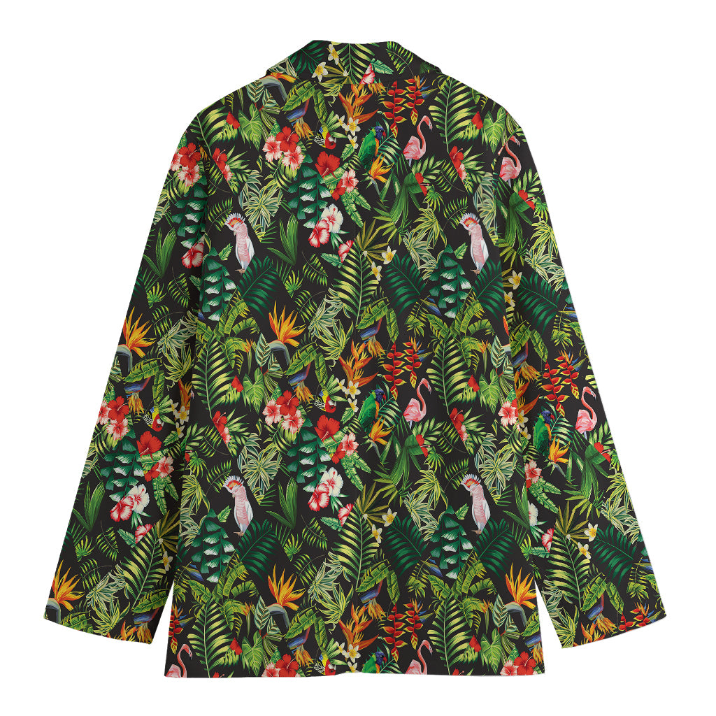 Tropical Patchwork Pattern Print Women's Cotton Blazer