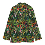 Tropical Patchwork Pattern Print Women's Cotton Blazer