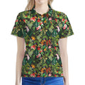 Tropical Patchwork Pattern Print Women's Polo Shirt