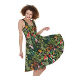 Tropical Patchwork Pattern Print Women's Sleeveless Dress