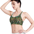 Tropical Patchwork Pattern Print Women's Sports Bra