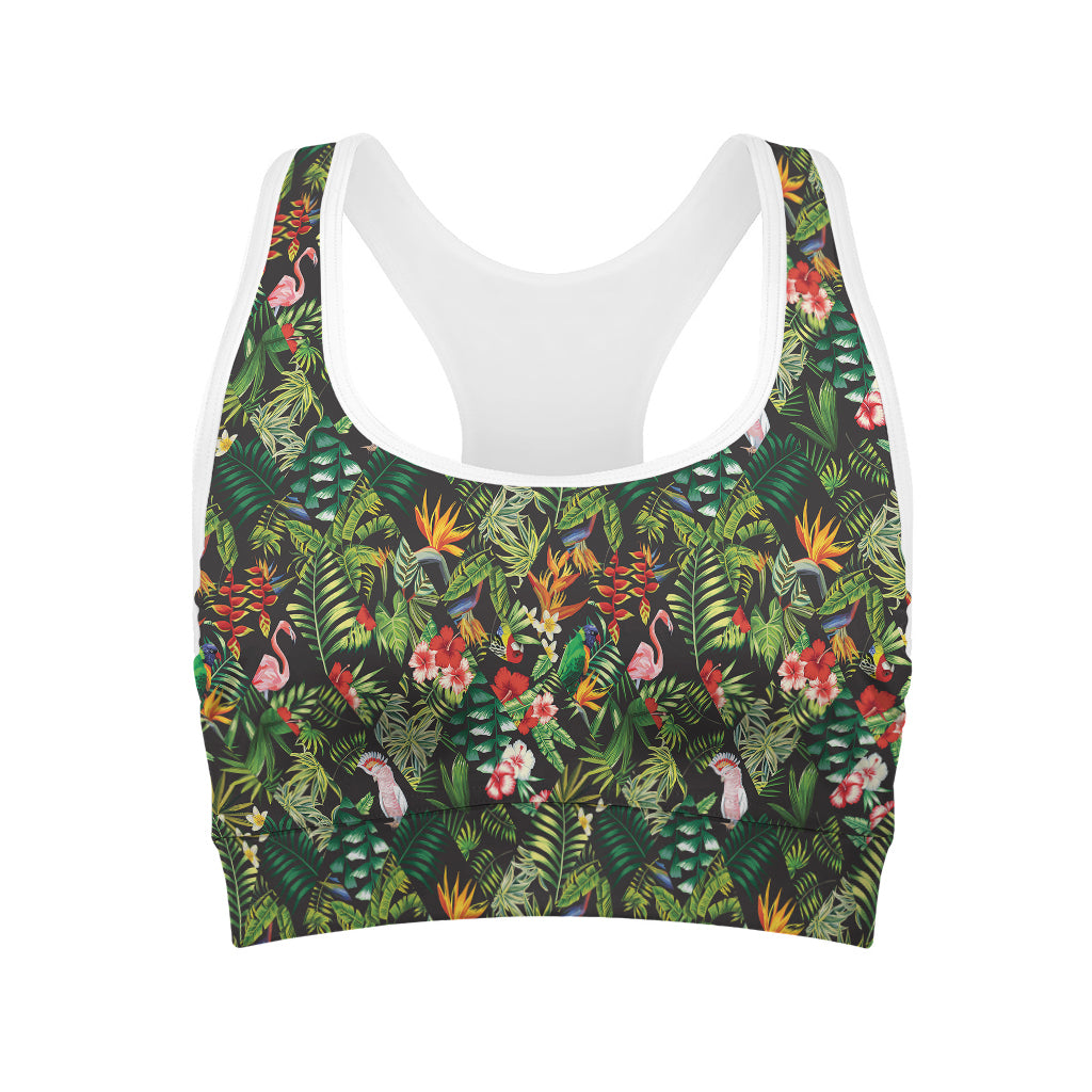 Tropical Patchwork Pattern Print Women's Sports Bra