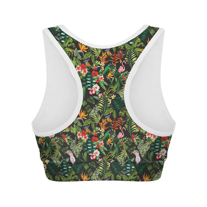Tropical Patchwork Pattern Print Women's Sports Bra
