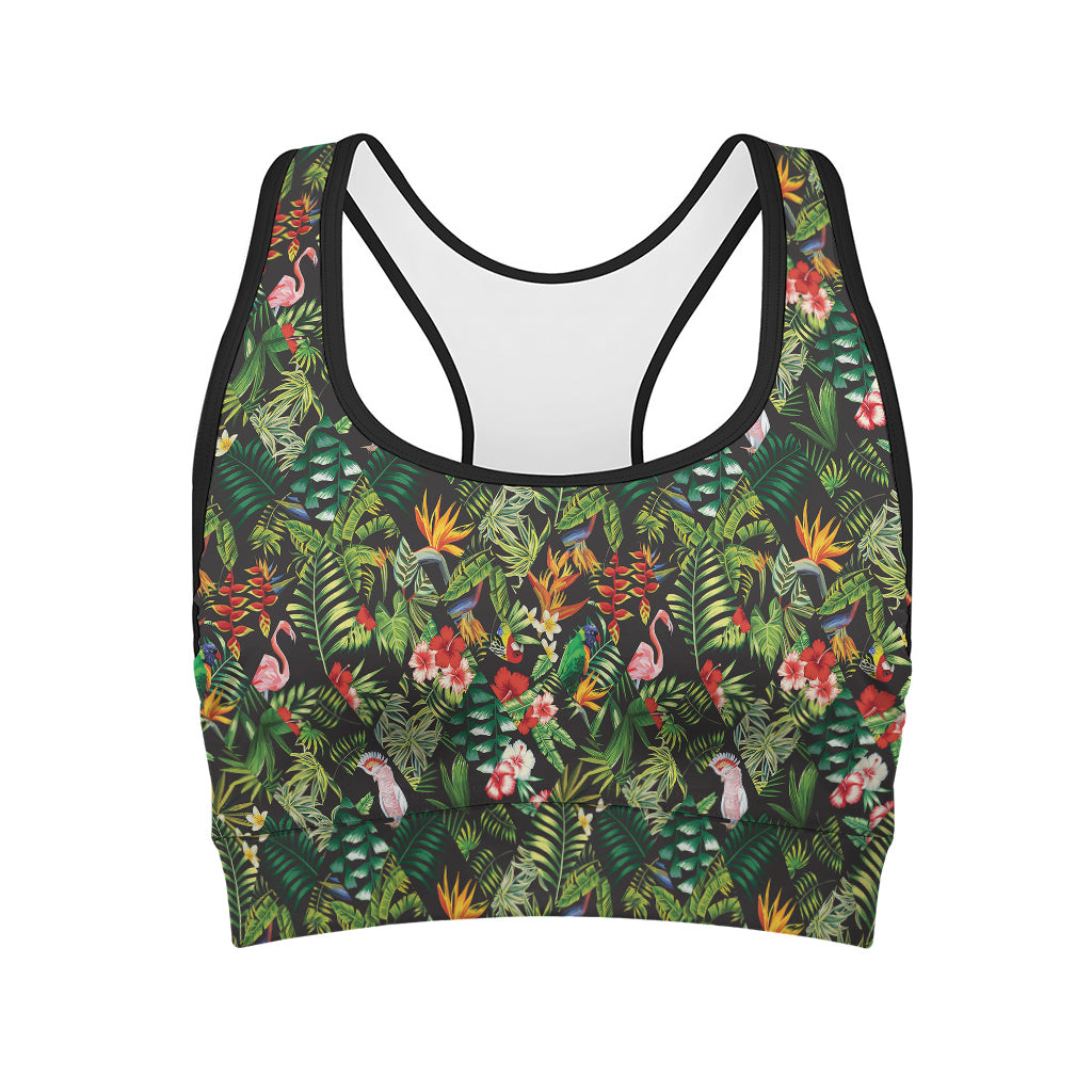 Tropical Patchwork Pattern Print Women's Sports Bra