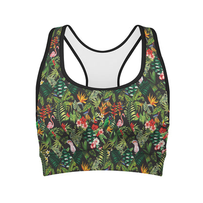 Tropical Patchwork Pattern Print Women's Sports Bra