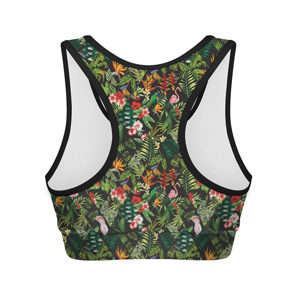 Tropical Patchwork Pattern Print Women's Sports Bra
